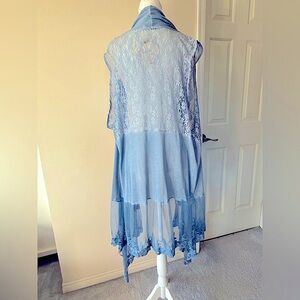 🆕🛍️Lace long over vest with pockets Simply Couture  nwt